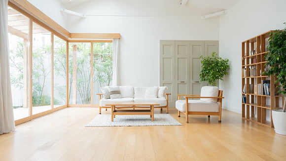 開放感のあるリビングの写真